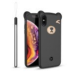 Wholesale iPhone Xs Max 3D Teddy Bear Design Case with Hand Strap (Black)